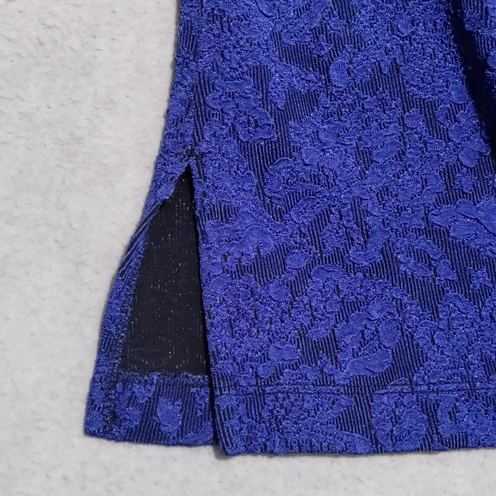 Chicos Travelers Size 0 (Small/4) Jacquard Button Up Blouse Jacket Blue Made USA - Picture 8 of 15